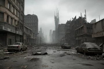 Fotobehang Lichtgrijs post apocalypse landscape