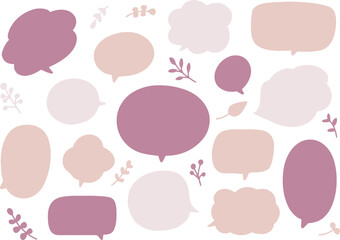 くすみピンクのシンプルなふきだしセット