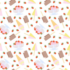 seamless pattern of different types of ice cream. Vector illustration