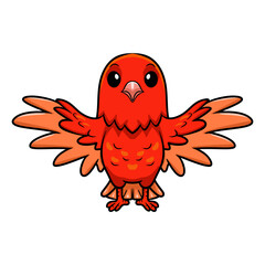 Cute red factor canary cartoon flying