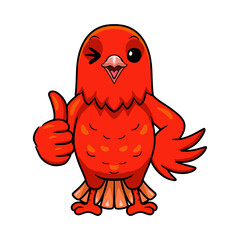 Cute red factor canary cartoon giving thumb up