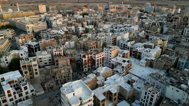 Aerial view residential homes and buildings in Jeddah city