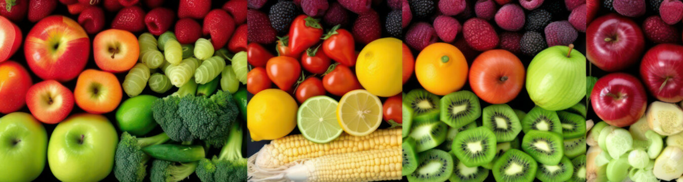 vegetables and fruits on the counter of the store.Generative AI