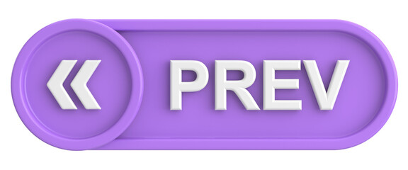 Previous button. Back button. 3D illustration.