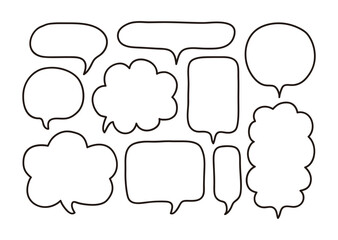 Hand drawn doodle style speech bubble illustration. A simple speech bubble drawn only with lines.
