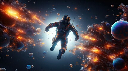 Obraz na płótnie Canvas Abstract flight in space hyper jump 3d illustration