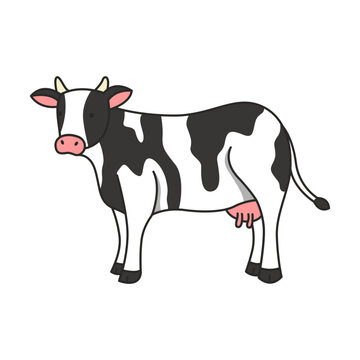 Cute cow on a white background. Vector illustration in cartoon style.