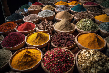 variety of spices in the oriental market. Generative AI