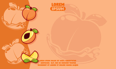 peach background with silhouette of peach fruit icon