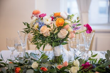 Botanical Nature Garden Wedding Bouquet Event Events Flowers Arch Flower Table Settings Floating Candles Bud Vase Ceremony Reception