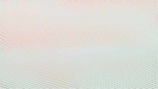 Animated waves made of hexagonal objects. using pastel colors, blue, pink. Animation seamless loop. 3D Render.