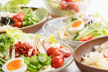 色々な種類のサラダうどん　salad udon	