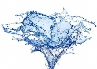 Fototapeta na wymiar 白い背景に飛び散る抽象的な青い水しぶき