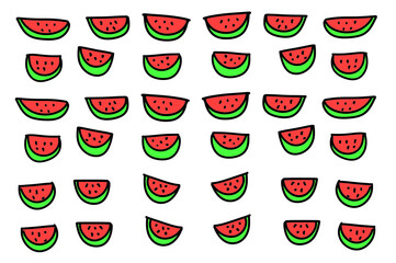 かわいいスイカセット　テキスタイル風