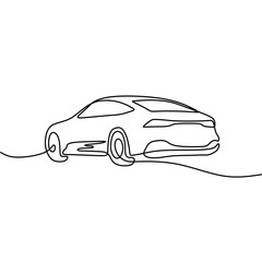 continous line art car automotive black line draw conceptual