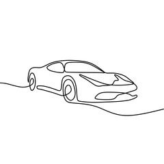 continous line art car automotive black line draw conceptual