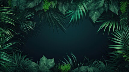 Fototapeta na wymiar green palm leaves with copy space