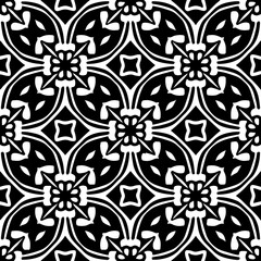 Fototapeta premium seamless black and white pattern geometric organic shapes and forms textile fabric or ceramic tiles background - PNG image with transparent background
