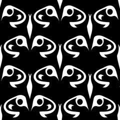 seamless black and white pattern geometric organic shapes and forms textile fabric or ceramic tiles background - PNG image with transparent background