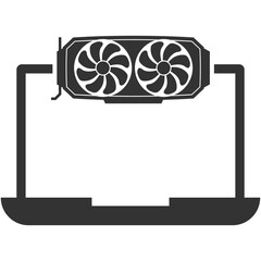Vector illustration of laptop VGA icon in dark color and transparent background(PNG).