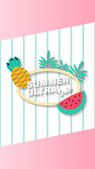 Summer sale social media story.  Vertical template post for reel promotion content.