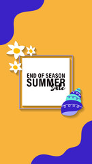 Summer sale social media story.  Vertical template post for reel promotion content.