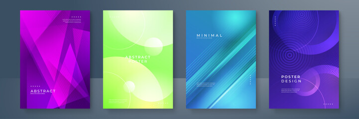 Minimal covers design. Cool halftone gradients. Future geometric template.