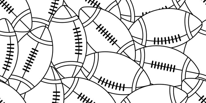 black white american football ball seamless pattern
