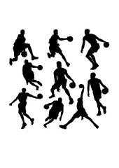 Basketball sport silhouettes