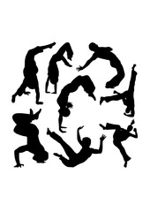 Capoeira sport silhouettes