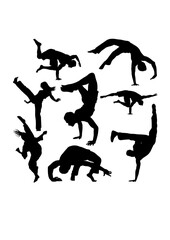 Capoeira training silhouettes