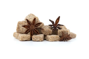 Brown sugar cubes and anise star with seed inside