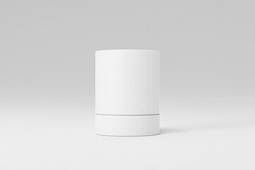 Cylinder Paper box mockup, Short paper tube mockup on white background, pack shot of round box packaging, luxury product rigid box 3D render wallpaper. cardboard tube box mockup, paper tin can package