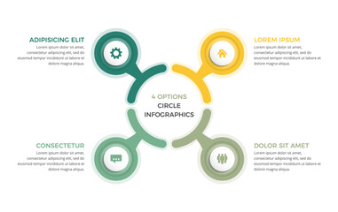 Circle infographics diagram template with four steps or options, vector eps10 illustration