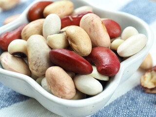 다양한 색상의 신선한 유기농 콩 