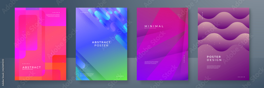 Wall mural minimal geometric background. elements with fluid gradient. dynamic shapes composition.