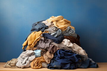 Cloth pants dirty laundry textile clean blue material fabric pile texture background store stack