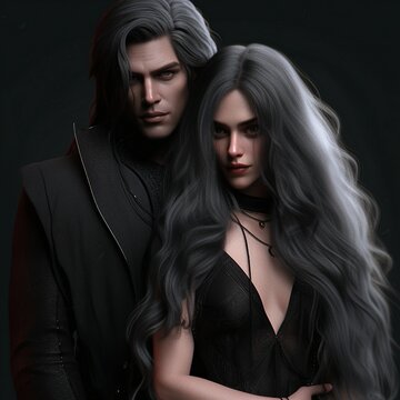vampire couple novel cover illustration