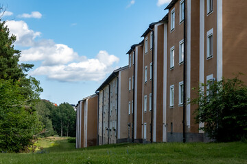 Fototapeta na wymiar Stockholm, Sweden Residential buildings in the Hogdalen district.
