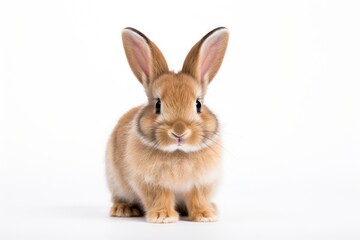 Obraz premium a brown rabbit is sitting on a white background