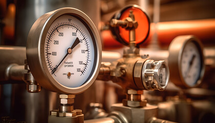Close up of manometer measuring water pressure. Measuring instruments for pressure control