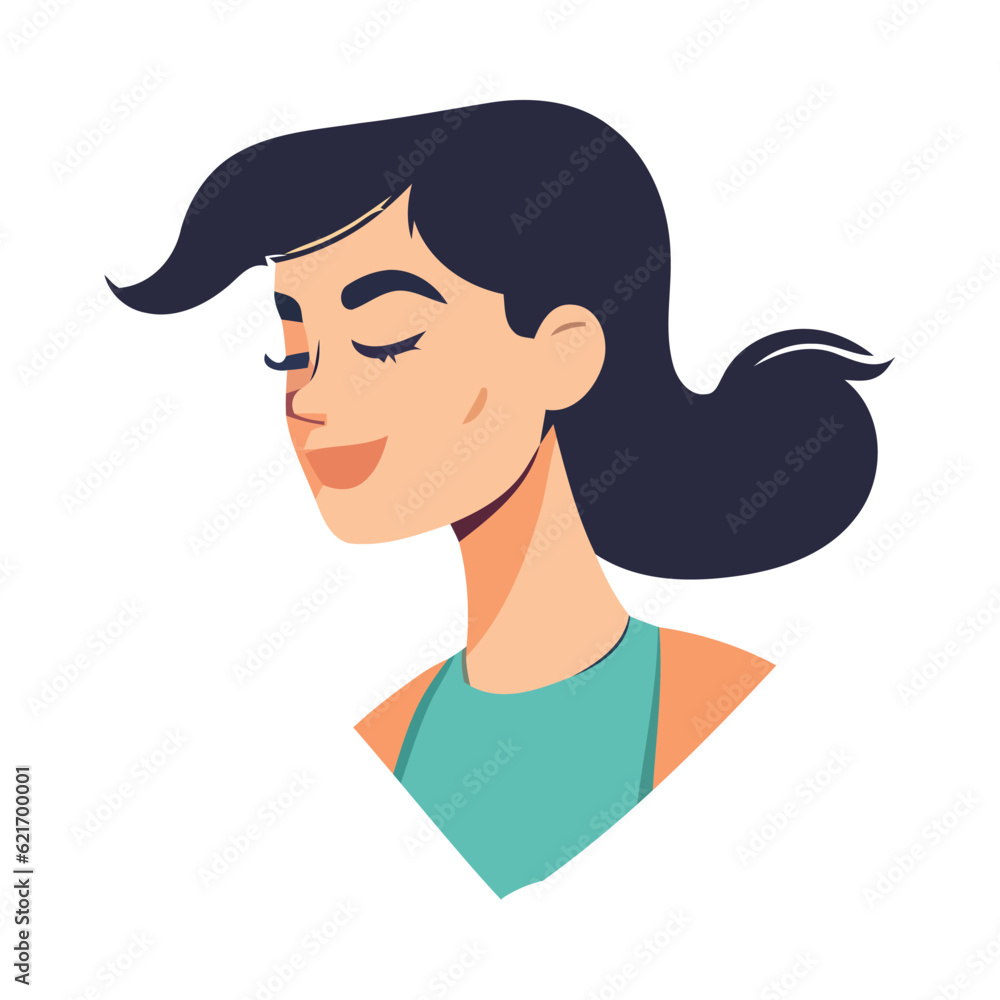 Canvas Prints smiling woman in vector illustration, one person avatar