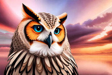 Owl in the sunset