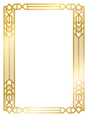 Art Deco gold frame vintage frame line geometric wedding label card frame png transparent background