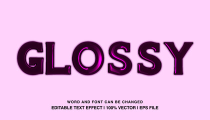 Fototapeta na wymiar Glossy editable text effect template, bold purple glossy style, premium vector 