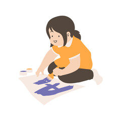 Illustration Of Kid Drawing And Painting