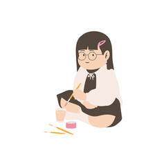 Illustration Of Kid Drawing And Painting