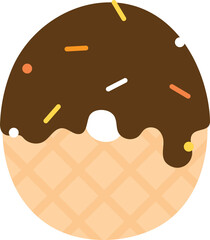 Cute and playful chocolate ice cream cartoon number for kids. Number zero.