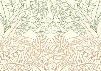 natural leaf background vector thin line natural soft colors