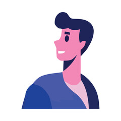 Smiling businessman avatar side view icon